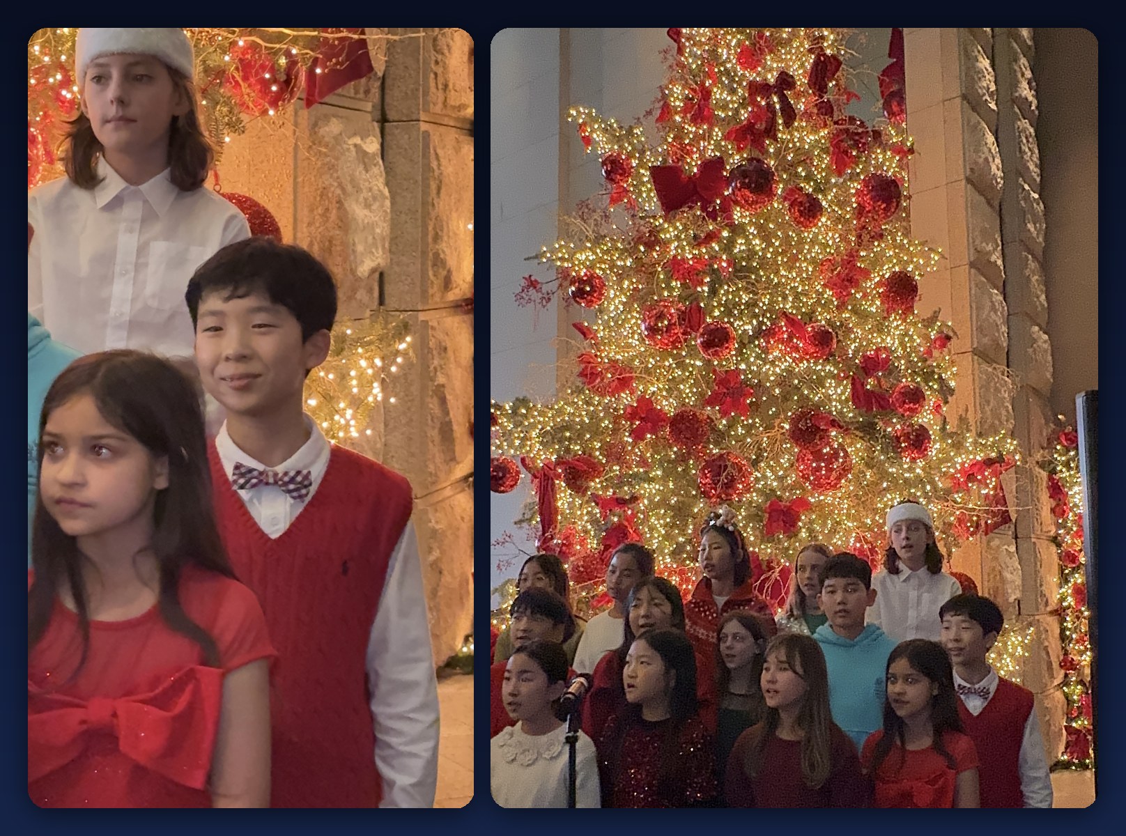 Christmas choir performance at the Hyatt in Seoul