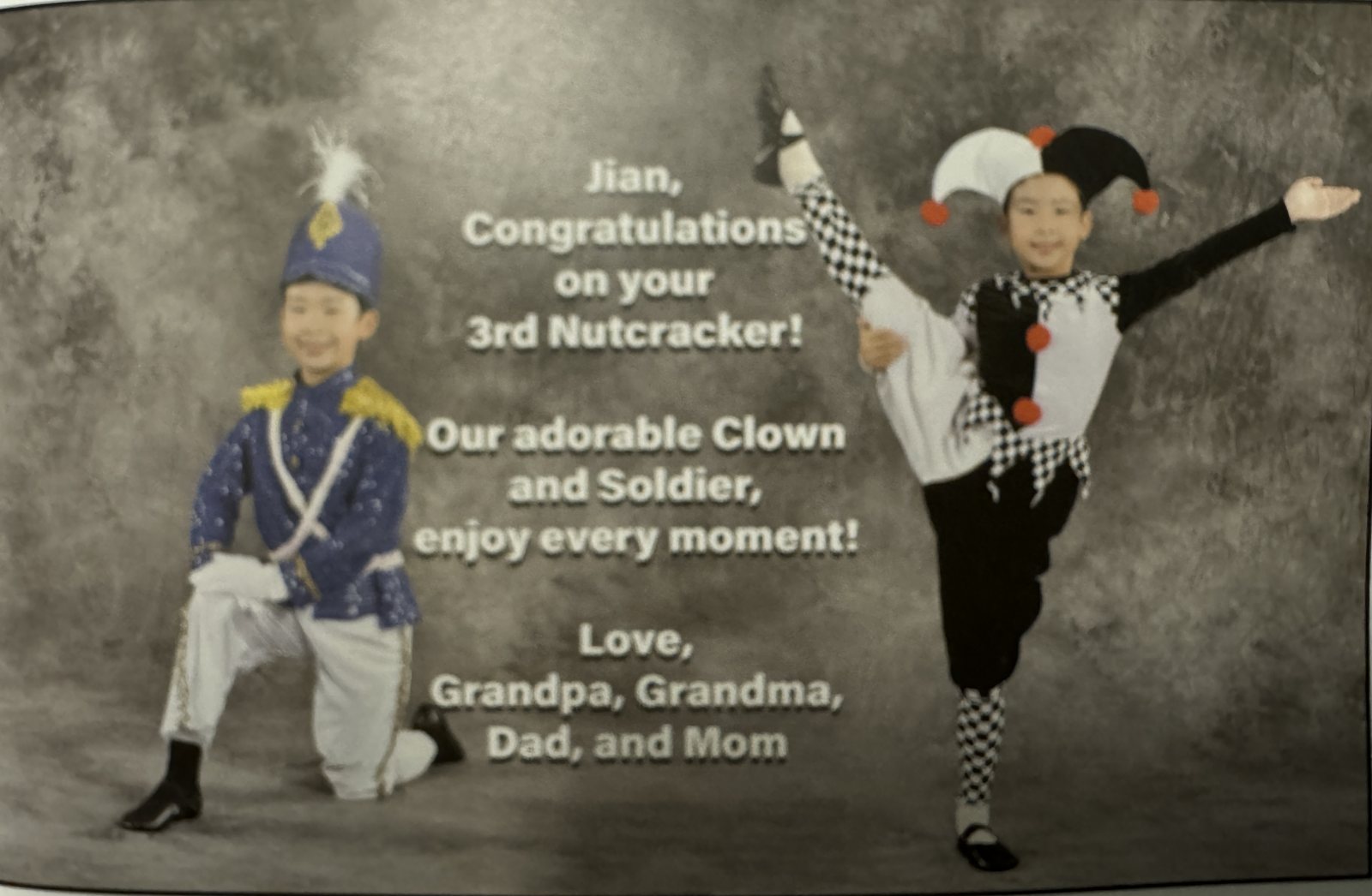 Family message for Jian’s 3rd Nutcracker